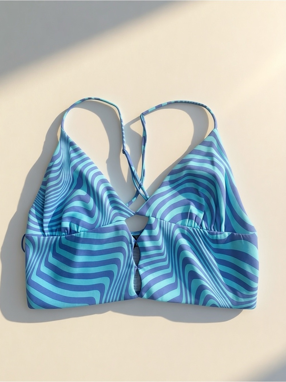 Zara Blue Abstract Print Cutout Crop Top | Strappy Back | Size XL